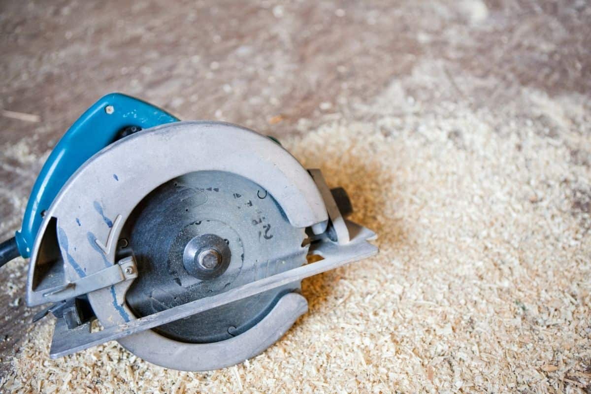 circular saw on floor
