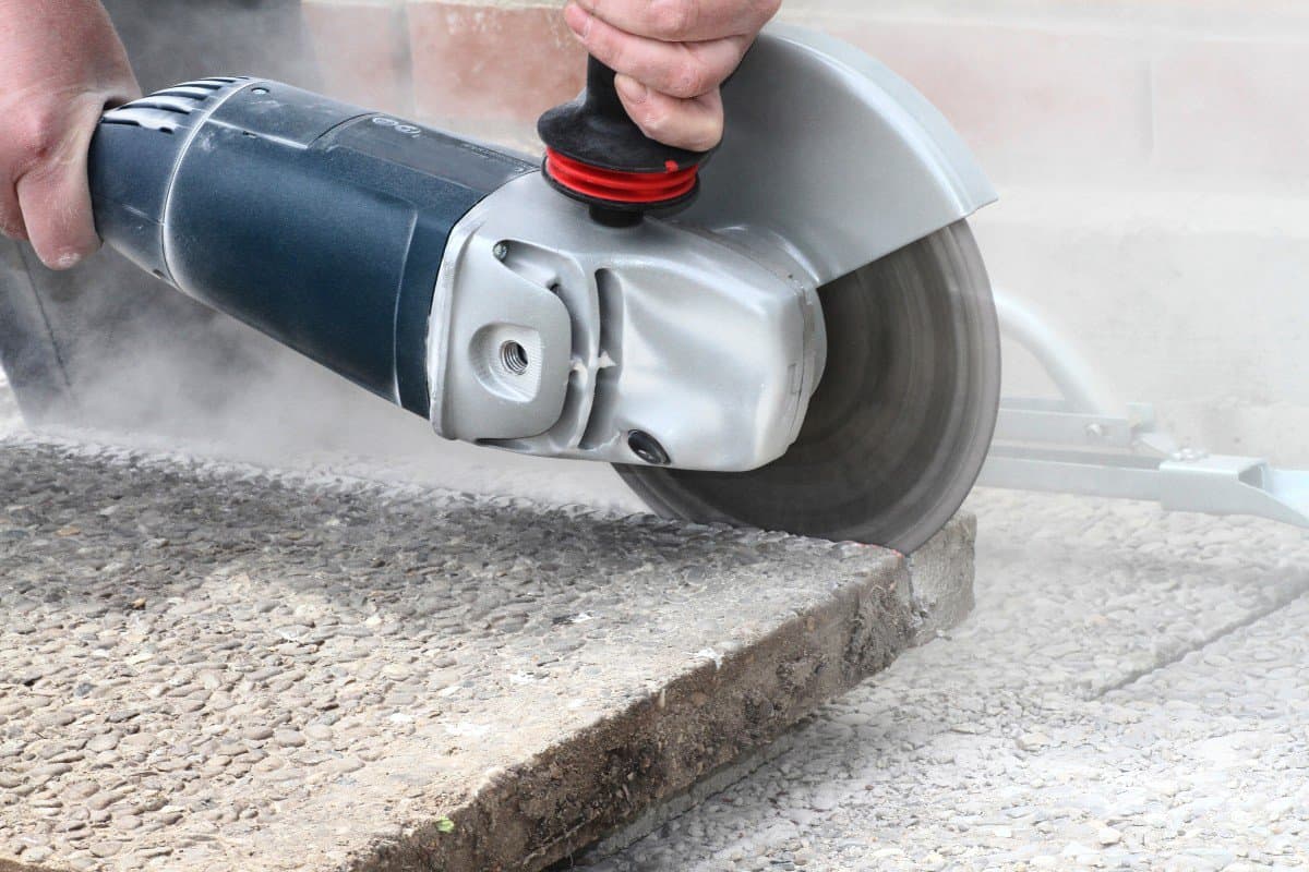 angle grinder while cutting stone